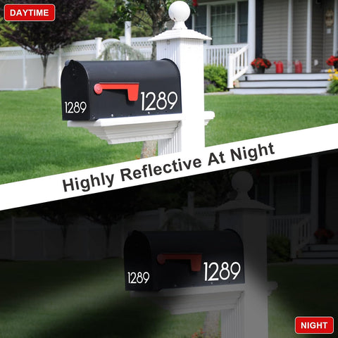 50 PCS 2 inch Reflective Adhesive Mailbox Numbers, Waterproof Vinyl Number Stickers with Easy-Peel Tabs, Includes Squeegee & Masking Tape, Strong Self-Adhesive House Numbers, Practical Gifts