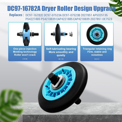 Upgraded Sam-Sung Dryer Repair Kit for DC97-16782A Samsung Dryer Roller