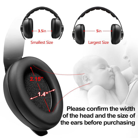 BBTKCARE Baby Headphones Noise Cancelling Headphones for Babies for 3 Months to 3 Years (Black)