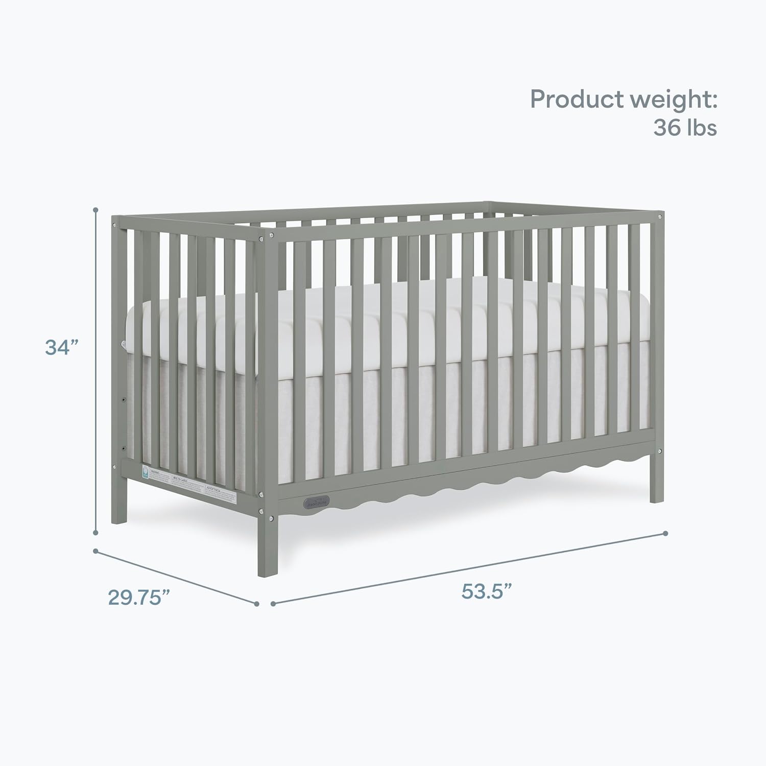 Dream On Me Synergy Wave 5-in-1 Convertible Full Size Baby Crib, Seagrass