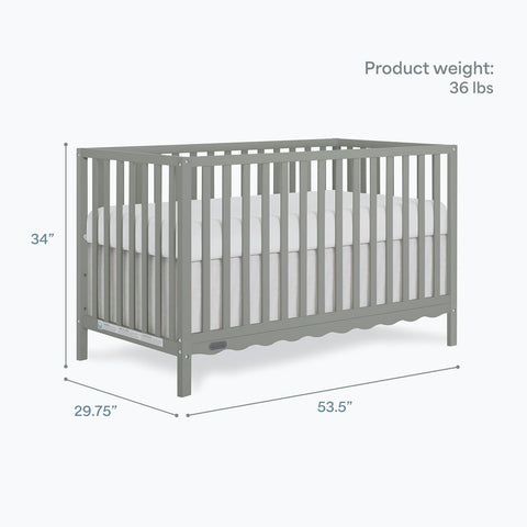 Dream On Me Synergy Wave 5-in-1 Convertible Full Size Baby Crib, Seagrass