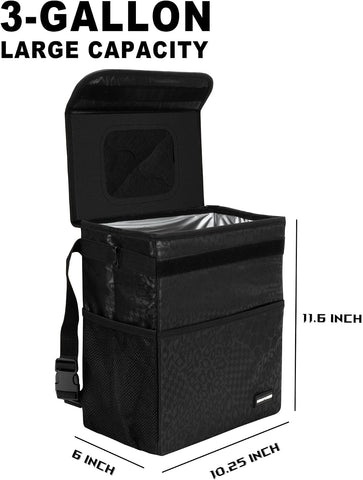 SIBOFUEGO Sturdy Car Trash Can with Lid, Collapsible, Leak-Proof, 3 Gallon
