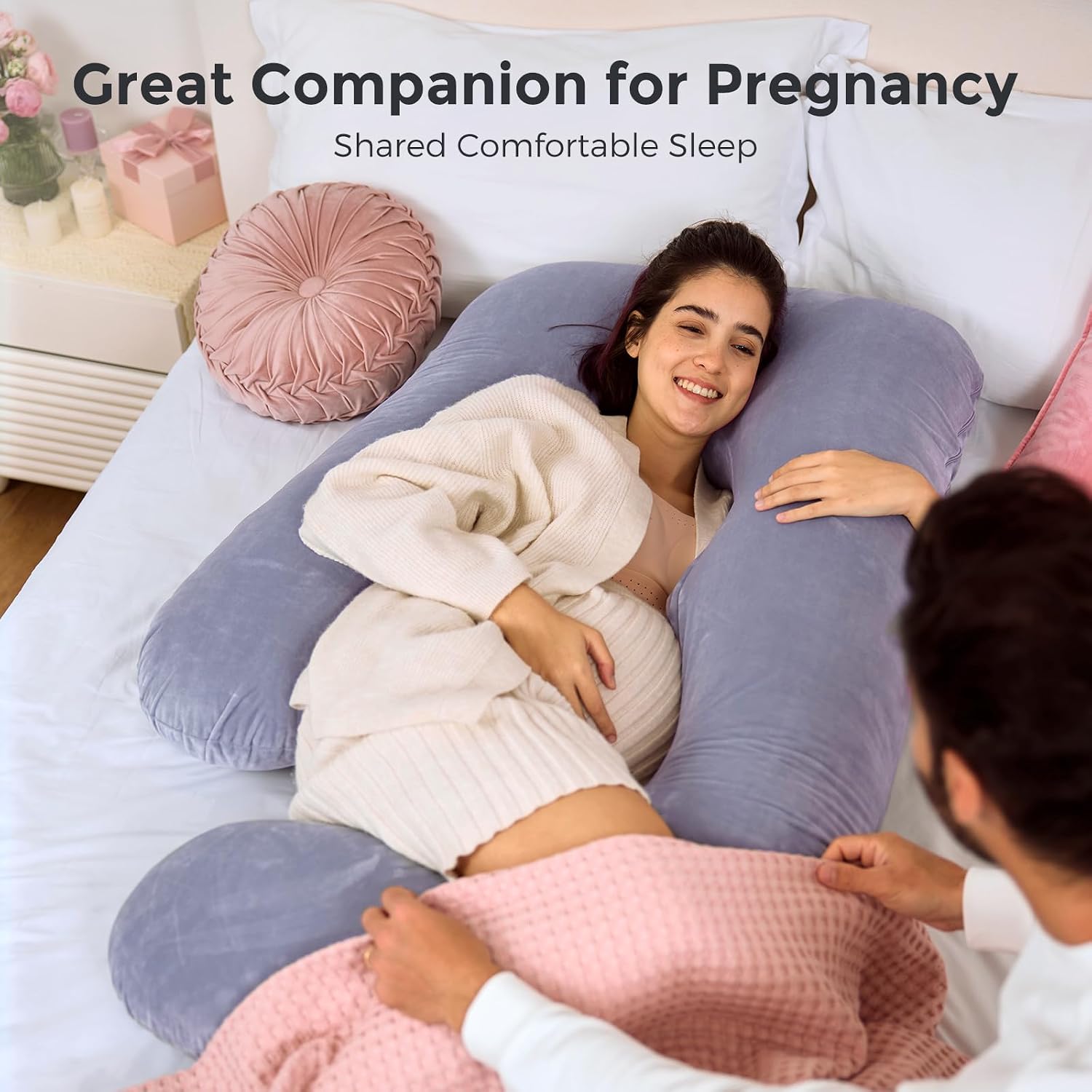 Momcozy Pregnancy Pillow for Sleeping - U Shaped Full Body Maternity Pillow