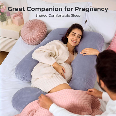 Momcozy Pregnancy Pillow for Sleeping - U Shaped Full Body Maternity Pillow