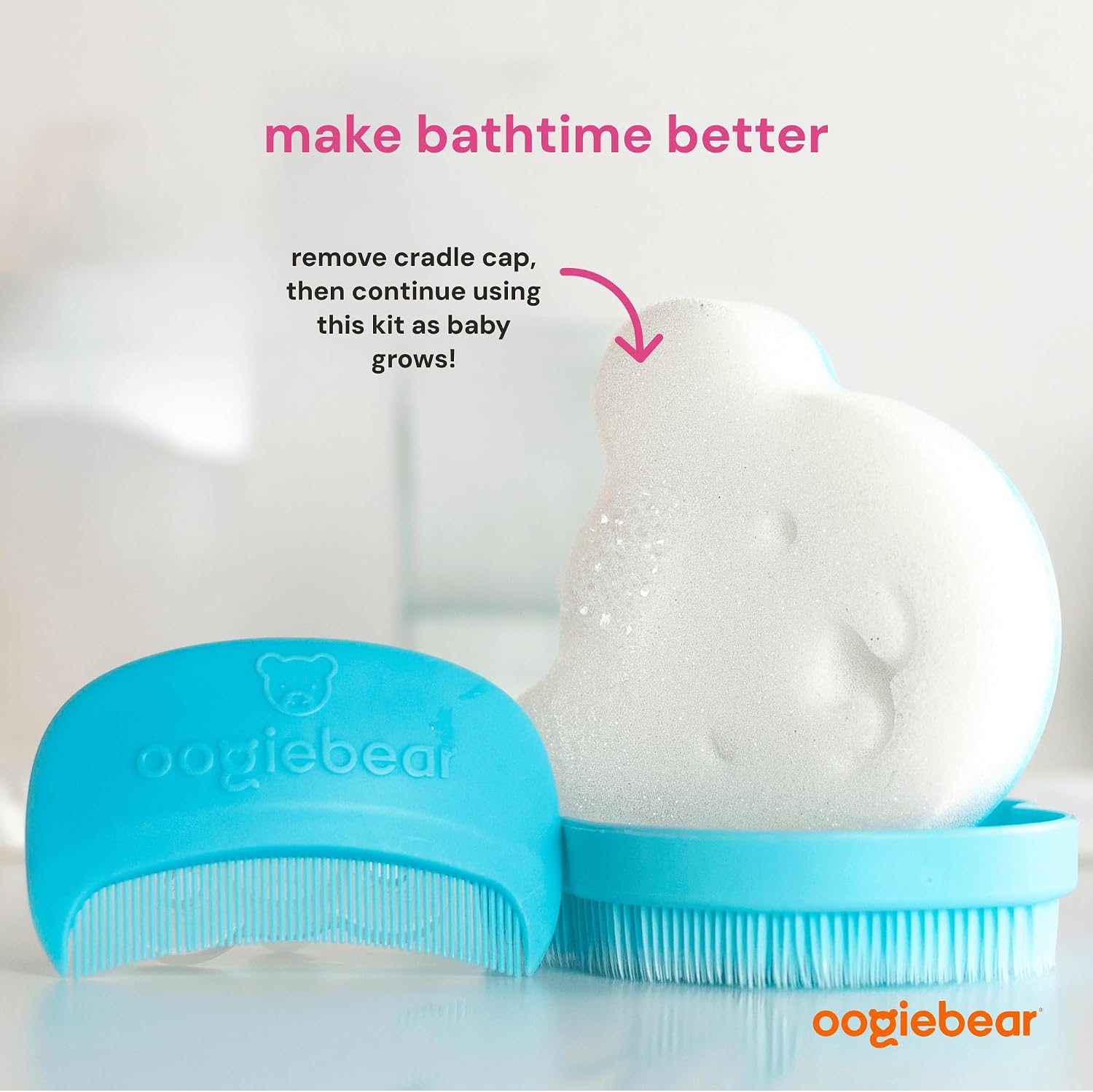 oogiebear Cradle Cap Brush Kit, 5 Piece, Includes 2 Replacement Sponges