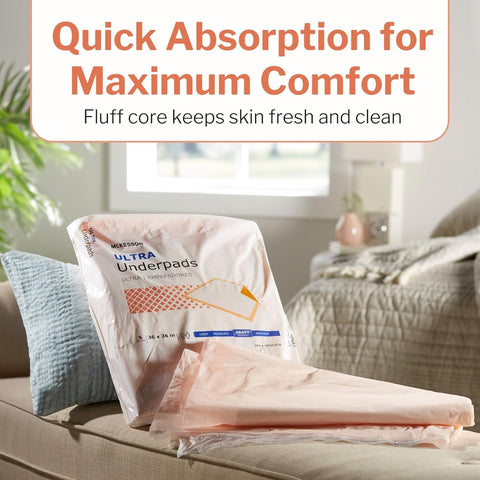 McKesson Underpads Bed Pads, Heavy Absorbency, Peach, 36 x 36 in, 100 ct