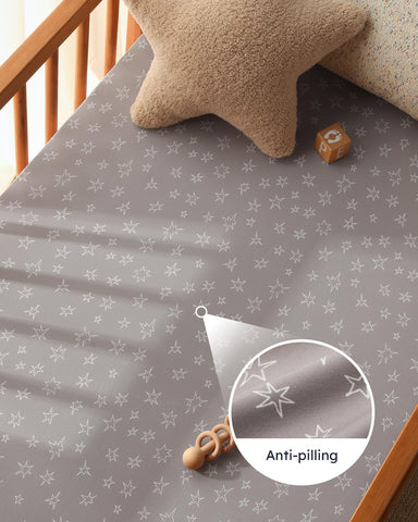 Unnivoll Baby Crib Sheets for Boys Girls, 28x52x8in Fitted Crib Sheet Neutral 3 Pack for Standard Crib and Toddler Mattress, Breathable Soft Microfiber Baby Sheet Blue Gray Planet
