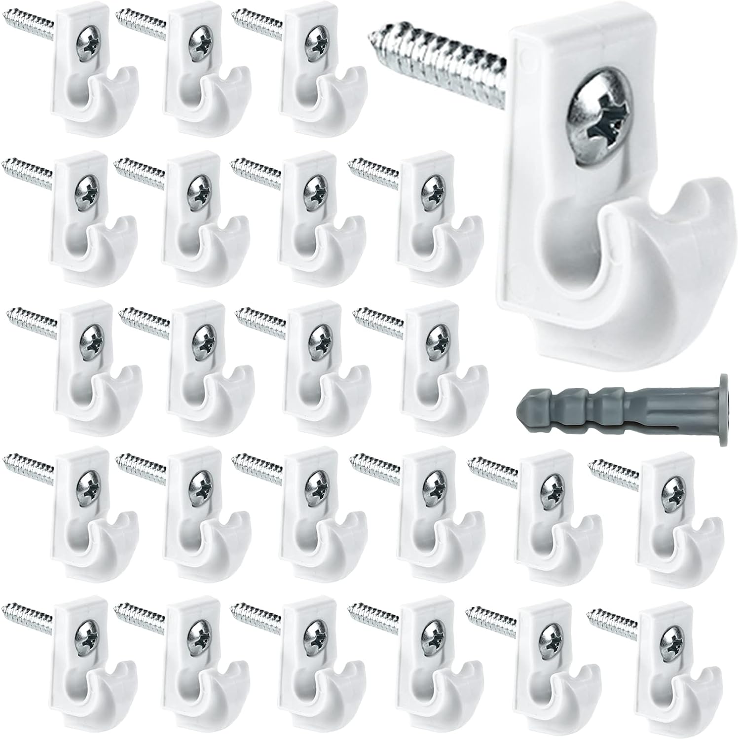 24 Pack Wire Shelf Clips, White Down Wall Clips for Closet Shelves