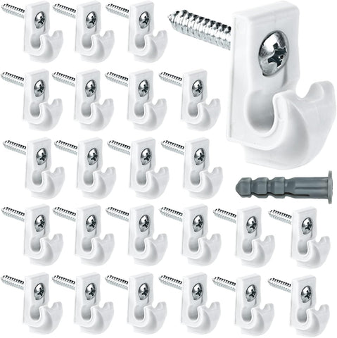 24 Pack Wire Shelf Clips, White Down Wall Clips for Closet Shelves