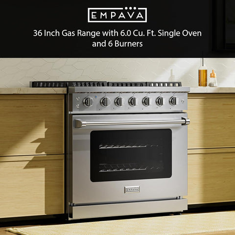 Empava 36" Professional Gas Range with 6 High-Output Sealed Burners