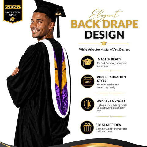 Cappe Diem Master Graduation Deluxe Hood (Nursing, Social Work, Theology, MBA, M.Ed, M.Sc.) Apricot Salmon Peacock