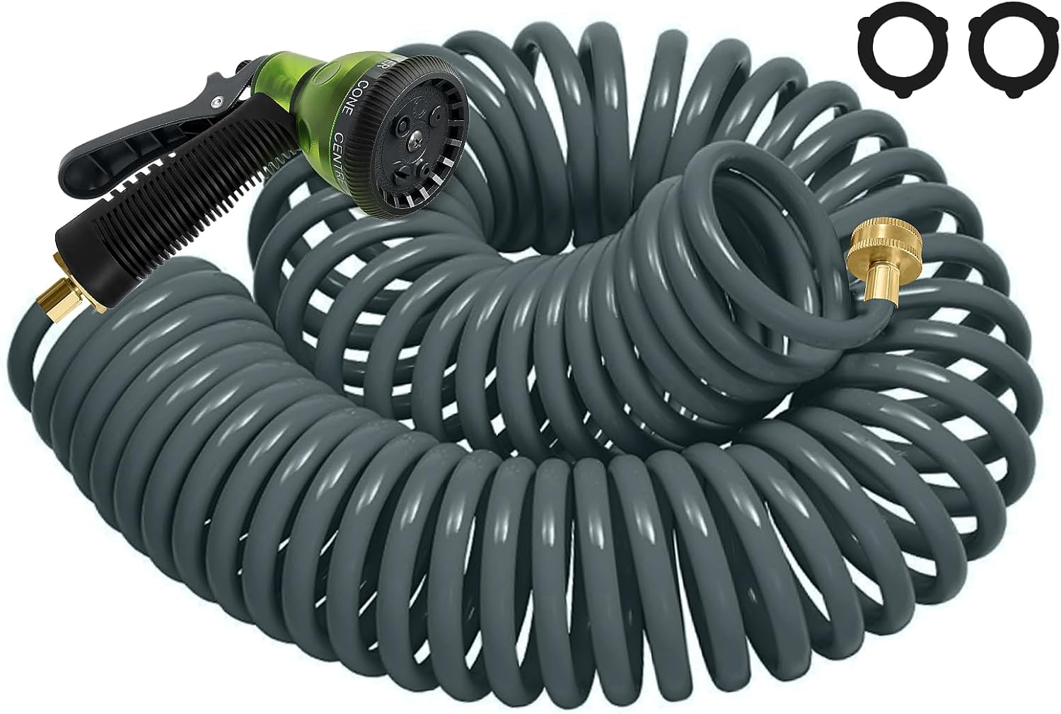 Coil Hose 25FT EVA Coil Garden Hose With 3/4'' Brass Connector