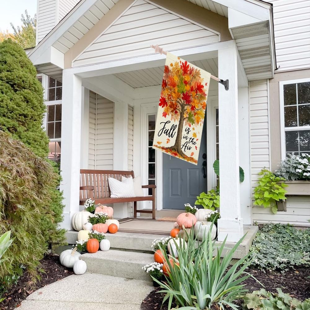 CROWNED BEAUTY Fall Tree House Flag for Outside 28x40 Inch