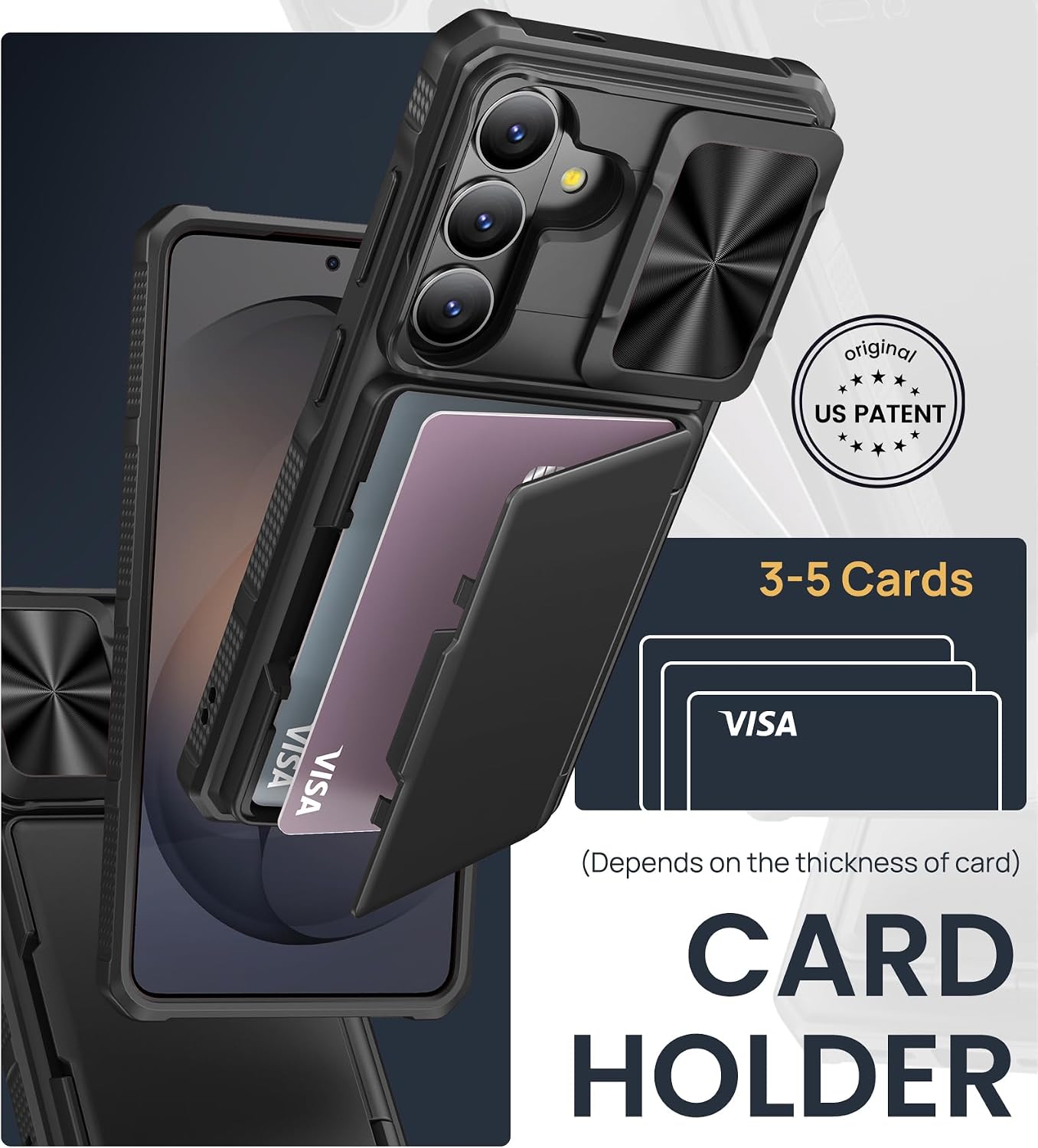 SSLOTSCASE for Samsung Galaxy S26 Case, Card Holder [RFID Blocking], Black