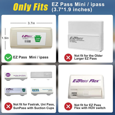 Zeyitian Ez Pass Holder Clear 1 Pack - Super Strong Suction Cups for Windshield, Toll Pass Transponder Holder for EZ Pass/iPass