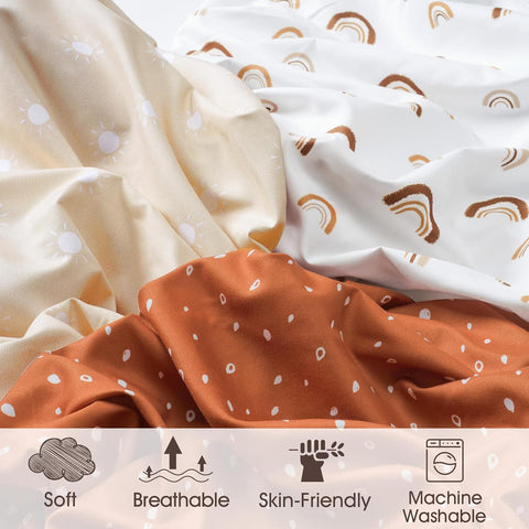PHF 3 Pack Soft Bassinet Sheets, Rainbow Breathable Comfy Cradle Sheets for Baby Boys Girls Neutral, No Slip Universal Fit for Most Cradle and Bassinet Mattress, Rainbow