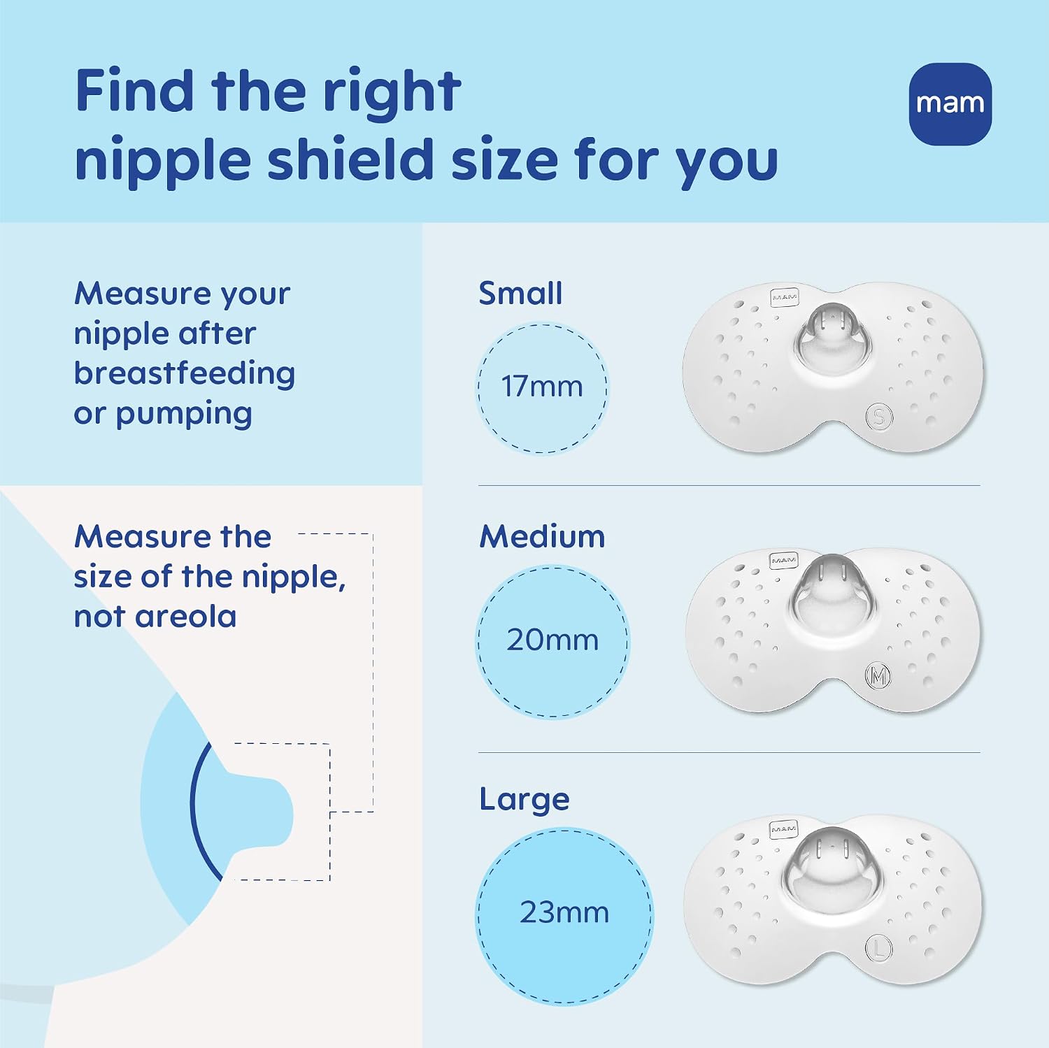 MAM Nipple Shields for Breastfeeding Small 17mm 2 Pack