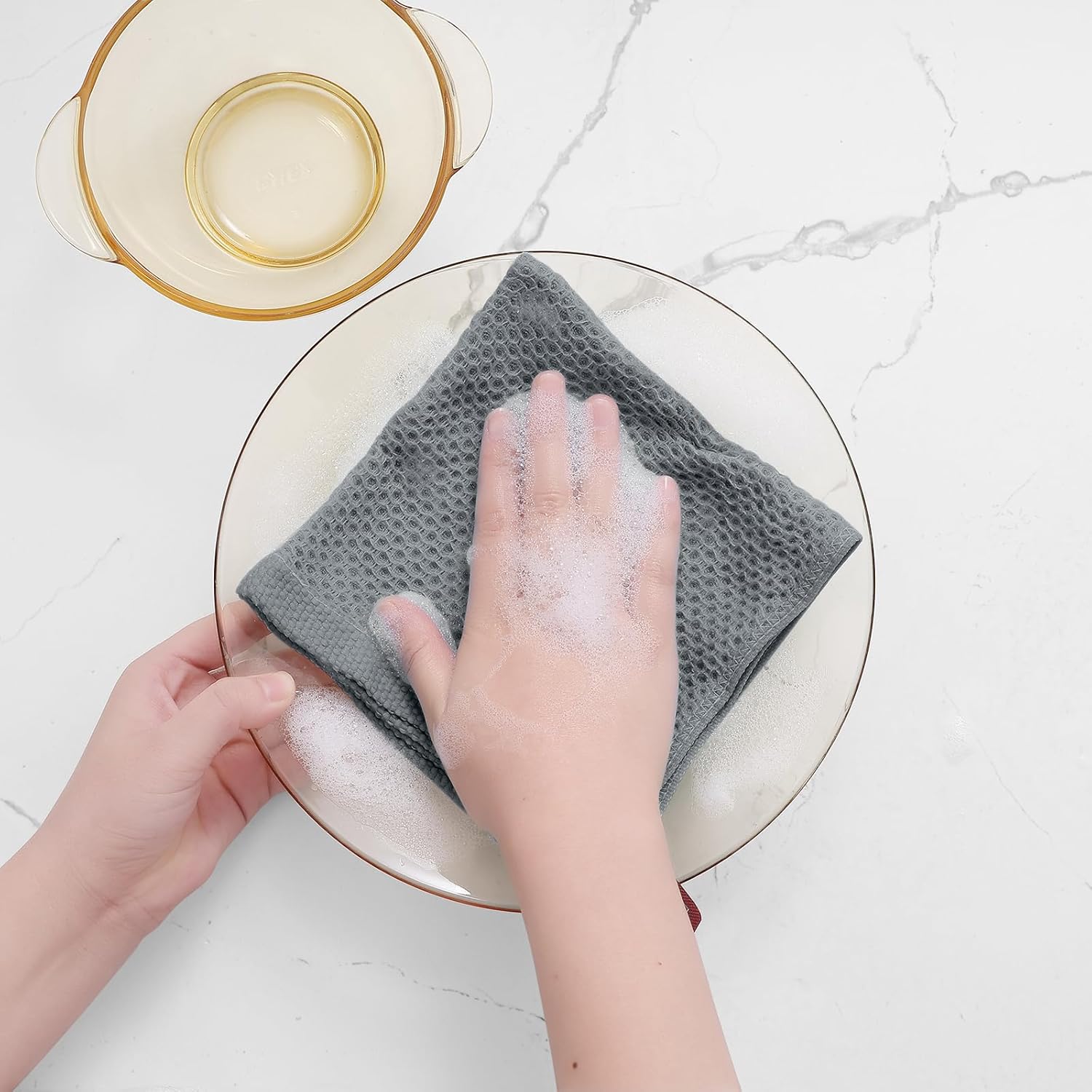 Homaxy 100% Cotton Waffle Weave Kitchen Dish Cloths 12-Pack, Grey