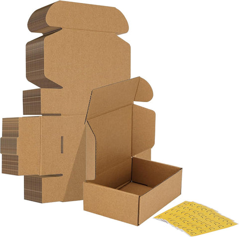 HORLIMER 6x4x2 inches Shipping Boxes Set of 25, Brown Corrugated Cardboard Box Literature Mailer