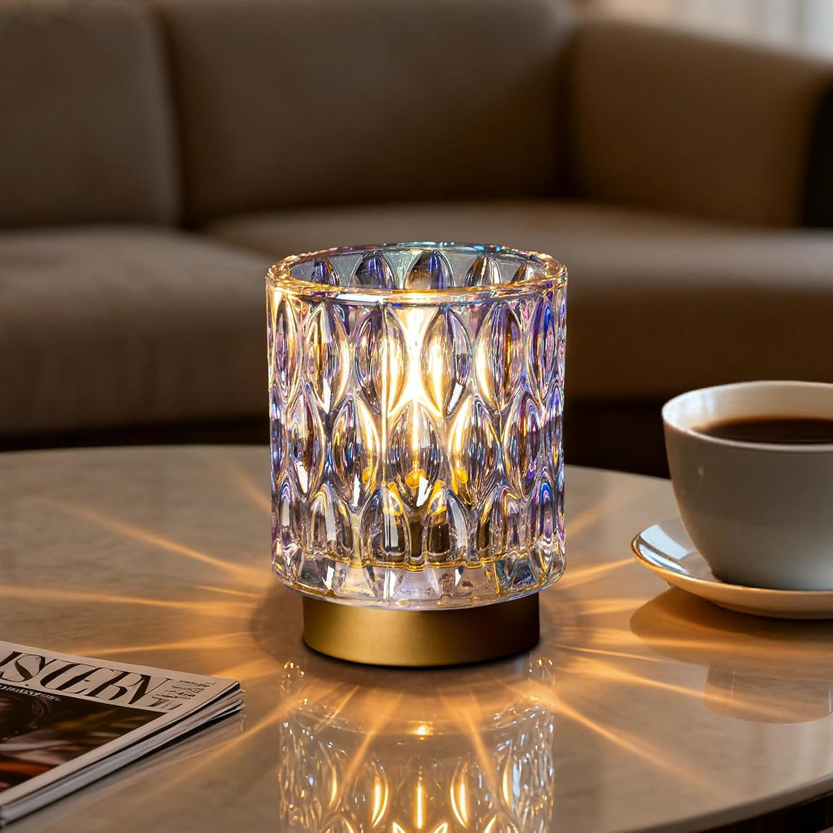 Battery Operated Table Lamp Timer, Small Cordless Lamps Decorative, Pearl