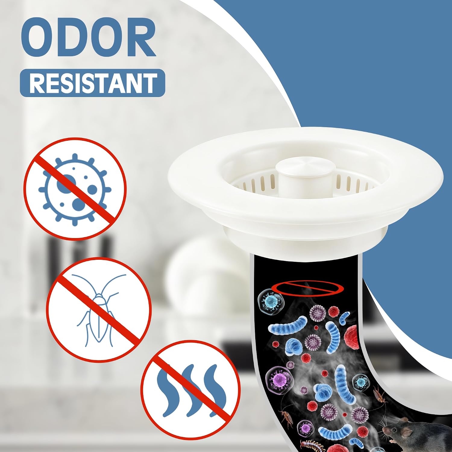 TGOSOMT Kitchen Sink Drain Strainer Stopper, Anti-Clog & Quick Drain