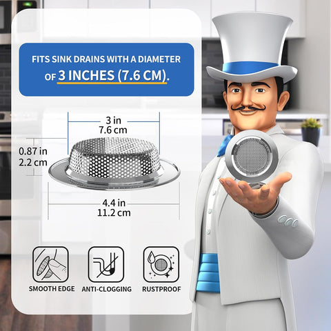MR.SIGA Kitchen Sink Strainer, Stainless Steel Sink Drain Strainer, 3 Pack