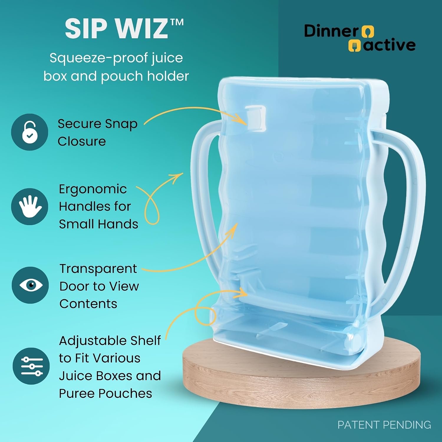 Dinneractive Sip Wiz - Baby Pouch Holder No Squeeze Pouch Food Pouches & Juice Box Holder - Anti-Squeeze Yogurt Pouch Reusable Toddler Essentials