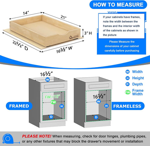 WelFurGeer Soft Close Pull Out Drawers for Cabinets, 14" W x 21" D Pull Out Cabinet Drawer with Heavy Duty Slides, Pull Out Cabinet Organizer, Cabinet Roll Out Drawers, Pull-Out Home Organizers