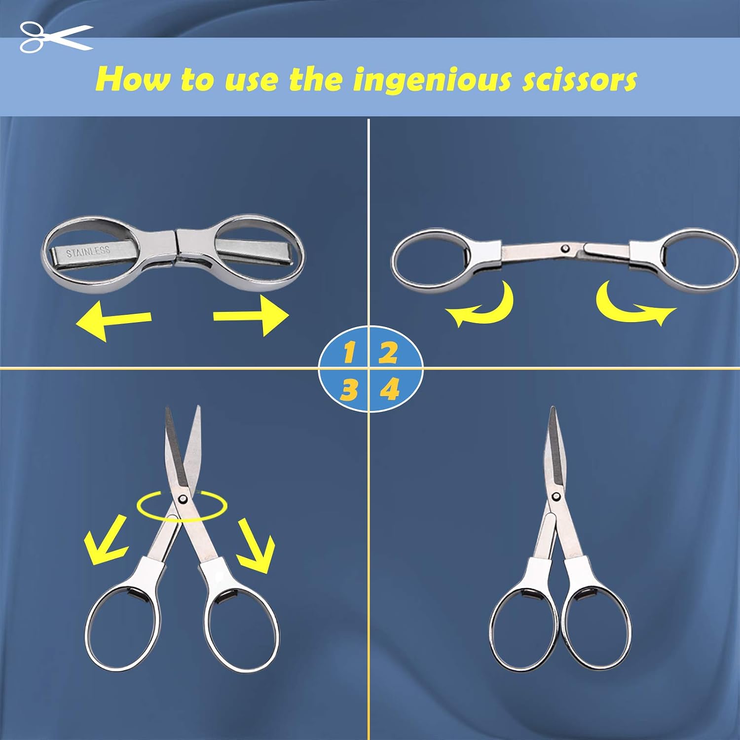 Friker Folding Scissors,Portable Telescopic Cutter Pocket Badge Scissors