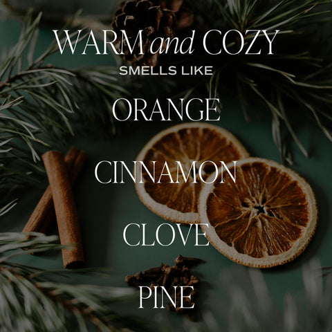 Sweet Water Decor Warm and Cozy Candle | Pine, Orange, Cinnamon, and Fir Balsam Winter Scented Soy Candles for Home | 9oz Amber Jar with Black Lid, 40 Hour Burn Time, Made in the USA