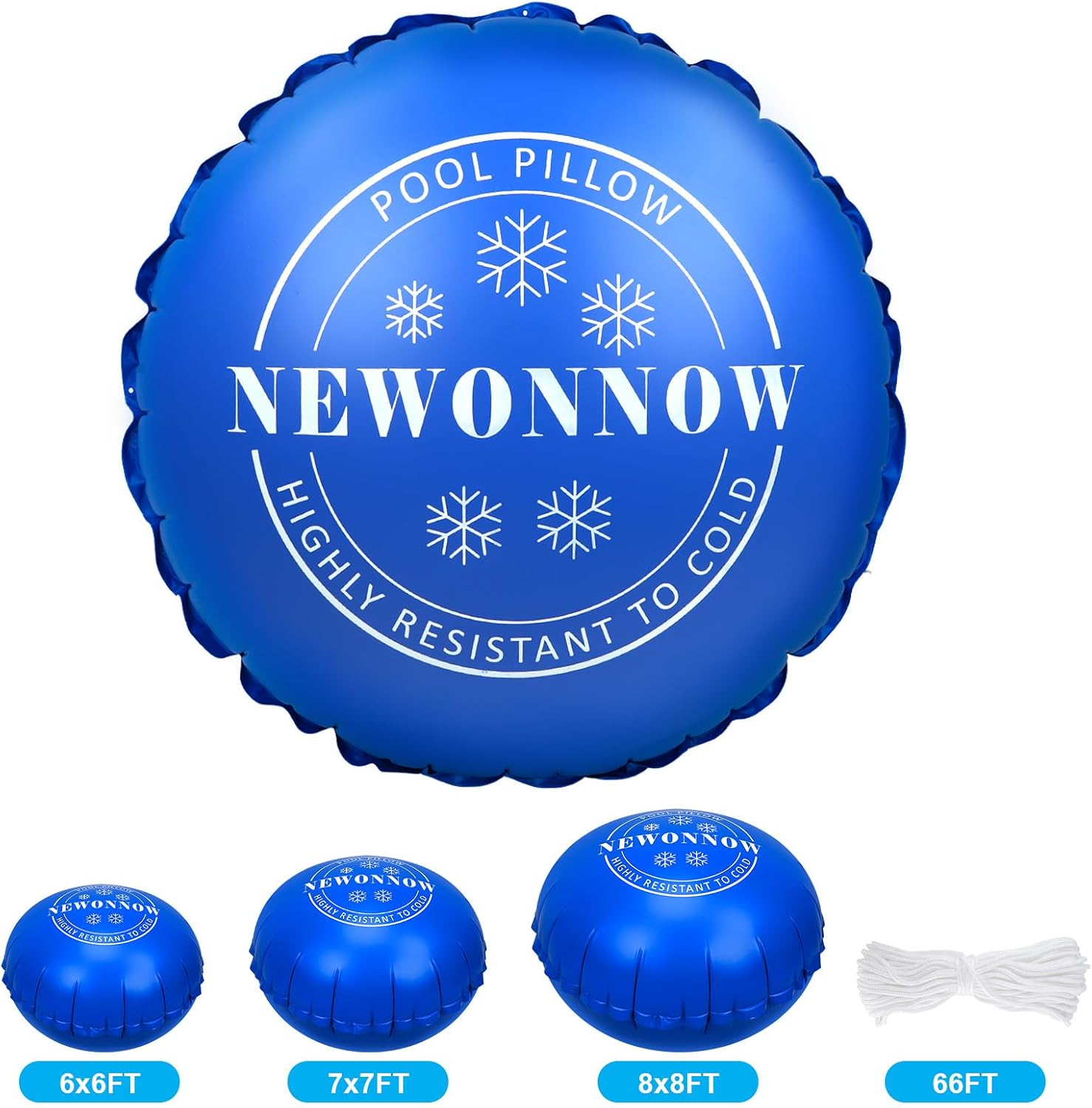 7 x 7 Ft Pool Pillow for Above Ground Pools | 0.6mm PVC, Cold-Resistant, Includes 66 Ft Rope, Winter Pool Cover Pillow, No Leak