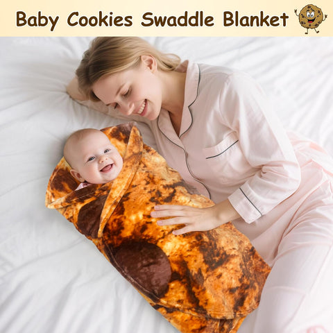 mermaker Cookies Baby Swaddle Blanket for Boy Girl Newborn Toddler, 285 GSM Funny Soft Flannel Food Blanket 36 inch