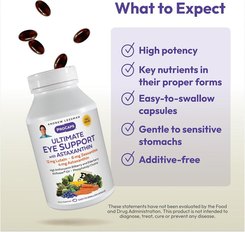 ANDREW LESSMAN ProCaps Ultimate Eye Support Astaxanthin 12 mg, 180 Softgels