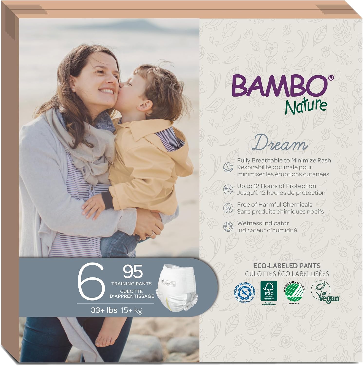 Bambo Nature Hypoallergenic Training Pants, Eco-Labelled Training Pants, Totally Chlorine-Free, Skin Friendly - Size 6 (95 Count)