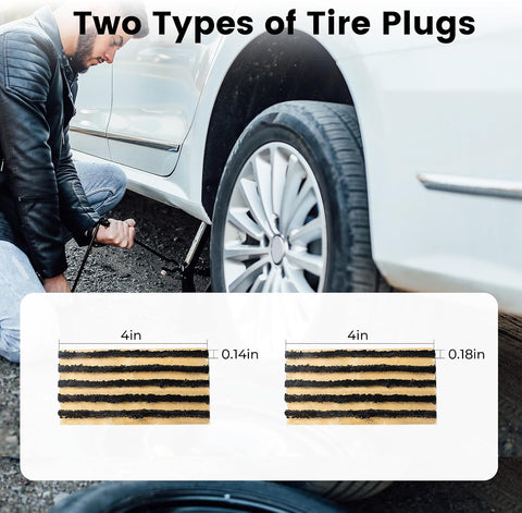 ETENWOLF Flat Tire Repair Kit with Plugs 16 Pcs, Heavy Duty Tire Plug Kit