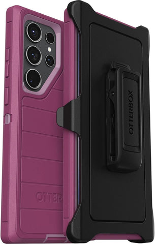OtterBox Galaxy S23 Ultra (Only) - Defender Series Case - Morning Sky (Pink) - Rugged & Durable - with Port Protection - Holster Clip Kickstand - Microbial Defense Protection - Non-Retail Packaging