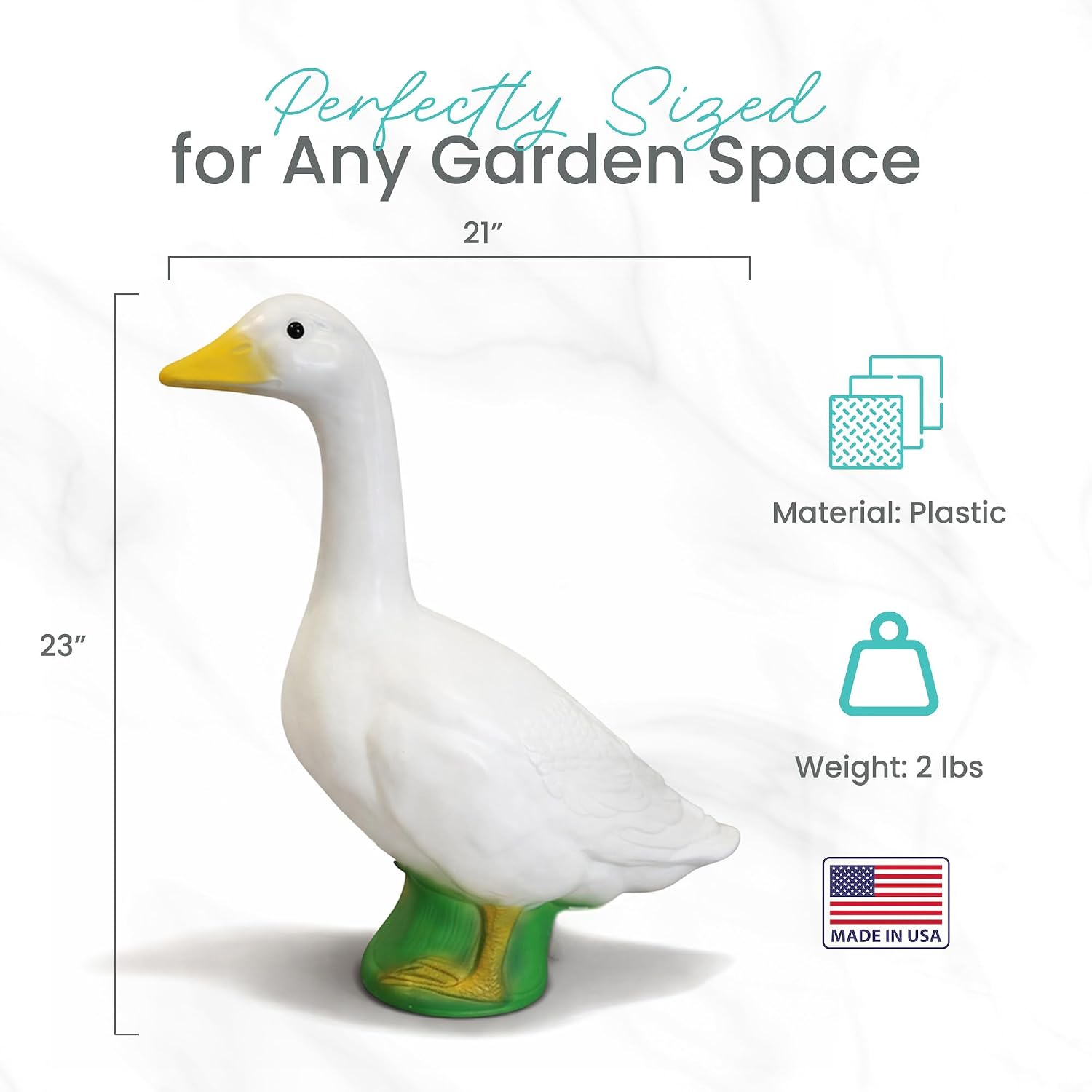 Union Products 23 Inch Front Porch Goose Statue, Lawn Decor Figurine, White