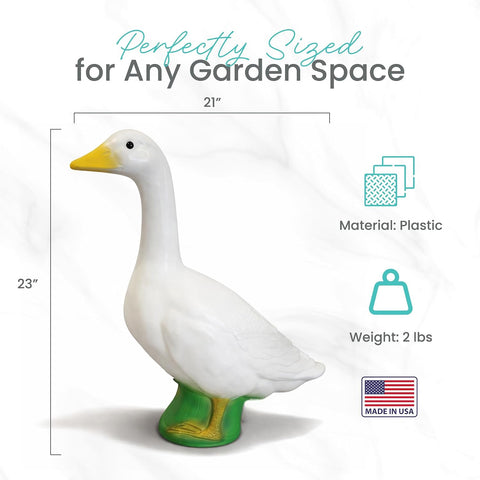 Union Products 23 Inch Front Porch Goose Statue, Lawn Decor Figurine, White