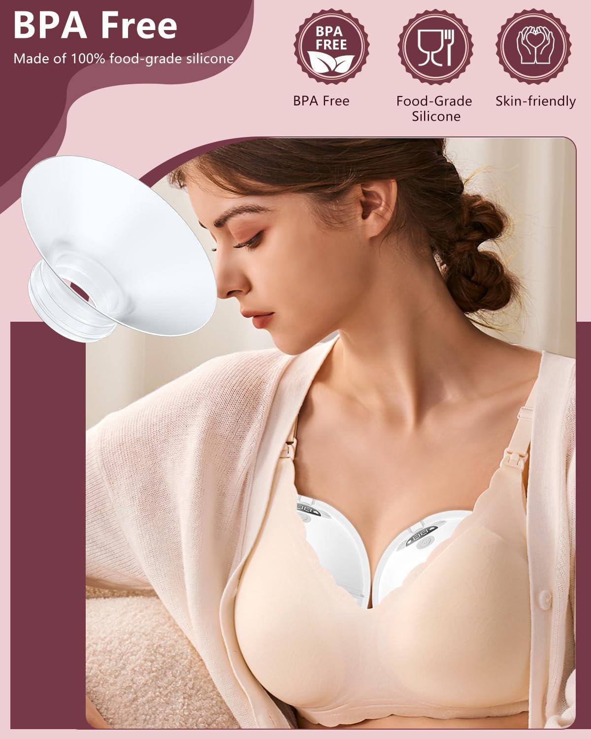 4PC Flange Insert 15mm Compatible with Momcozy M5/M6/M9/S12 Pro/V1 Pro/V1 Pro Breast Pump, Fit for Eufy/Elvie/Medela/Spectra/Lansinoh/NCVI/Lansinoh/TSRETE with 24mm Flange/Shield Breast Pump