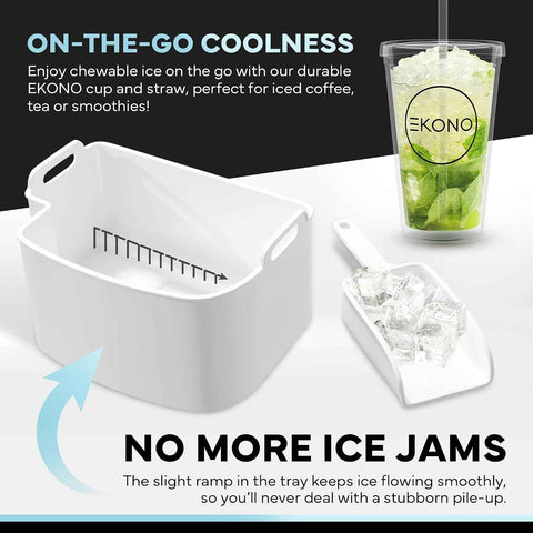 Nugget Ice Maker Countertop Sonic Ice Machine - 34 lbs/24H Pebble Ice Maker in 6-7 Min with Plastic Cup with Straw & Scoop - Countertop Ice Maker Nugget Ice for Home, Office, Bar, Party, Camping