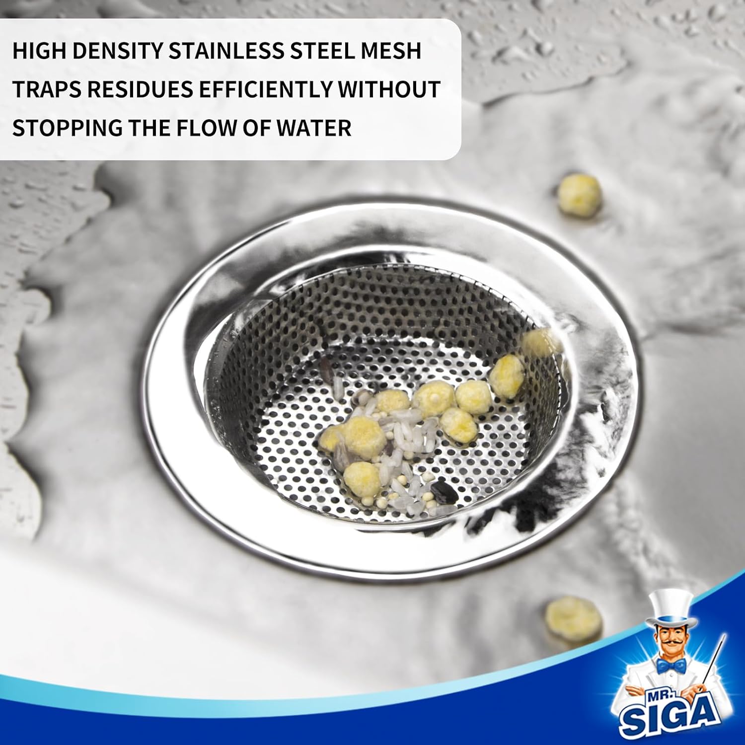 MR.SIGA Kitchen Sink Strainer, Stainless Steel Sink Drain Strainer, 3 Pack