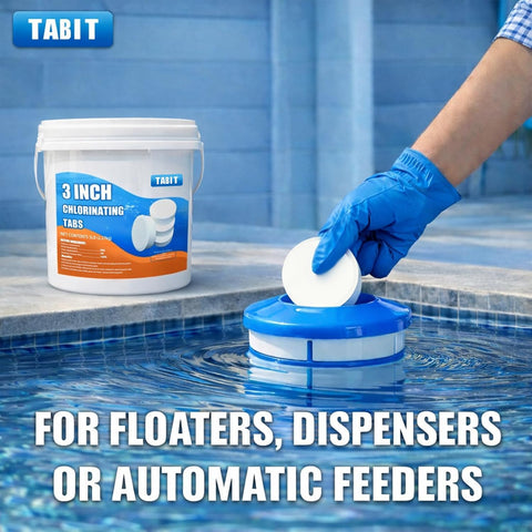 Chlorine Tablets 3 inch 40 Pounds, TABIT Swimming Pool Long Lasting Chlorinating Tablets, Slow Dissolving, Tri-Chlor for Swim Pool, Hot Tubs, Spa