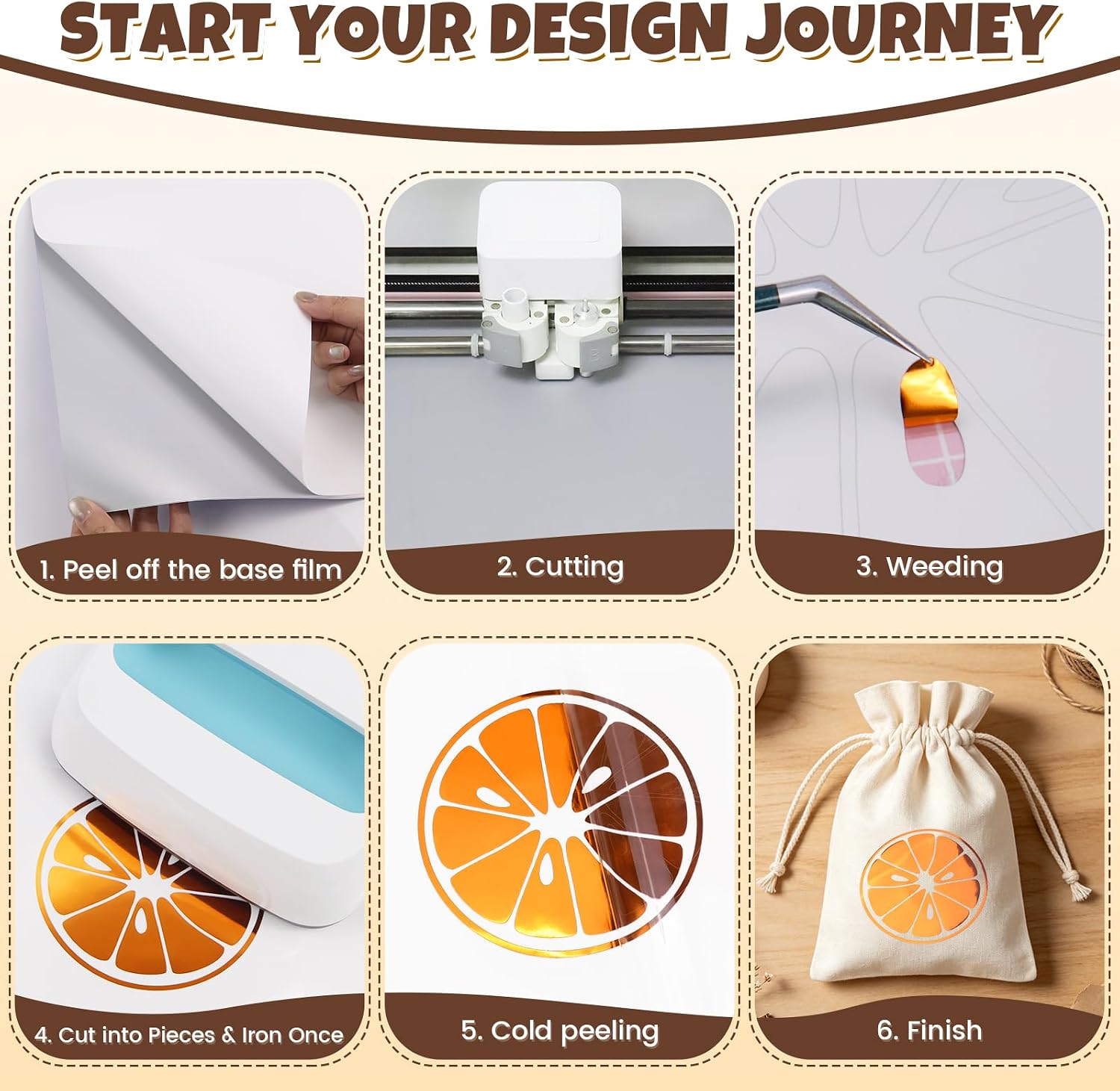 Orange Soft Metallic Foil Iron On Vinyl Roll, 12" x 5ft Heat Transfer Vinyl