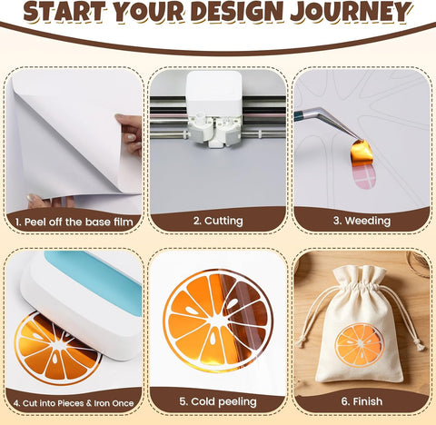 Orange Soft Metallic Foil Iron On Vinyl Roll, 12" x 5ft Heat Transfer Vinyl