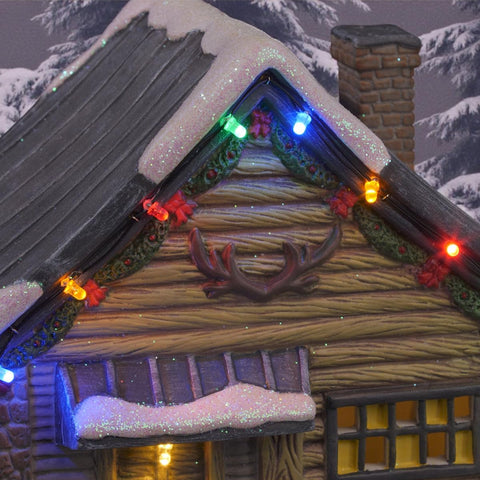 Black Bear Lodge Porcelain Christmas Village with LED Lights
