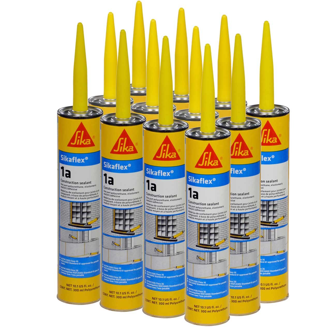 Sikaflex 1a Polyurethane Sealant Kit, White, Pack of 12