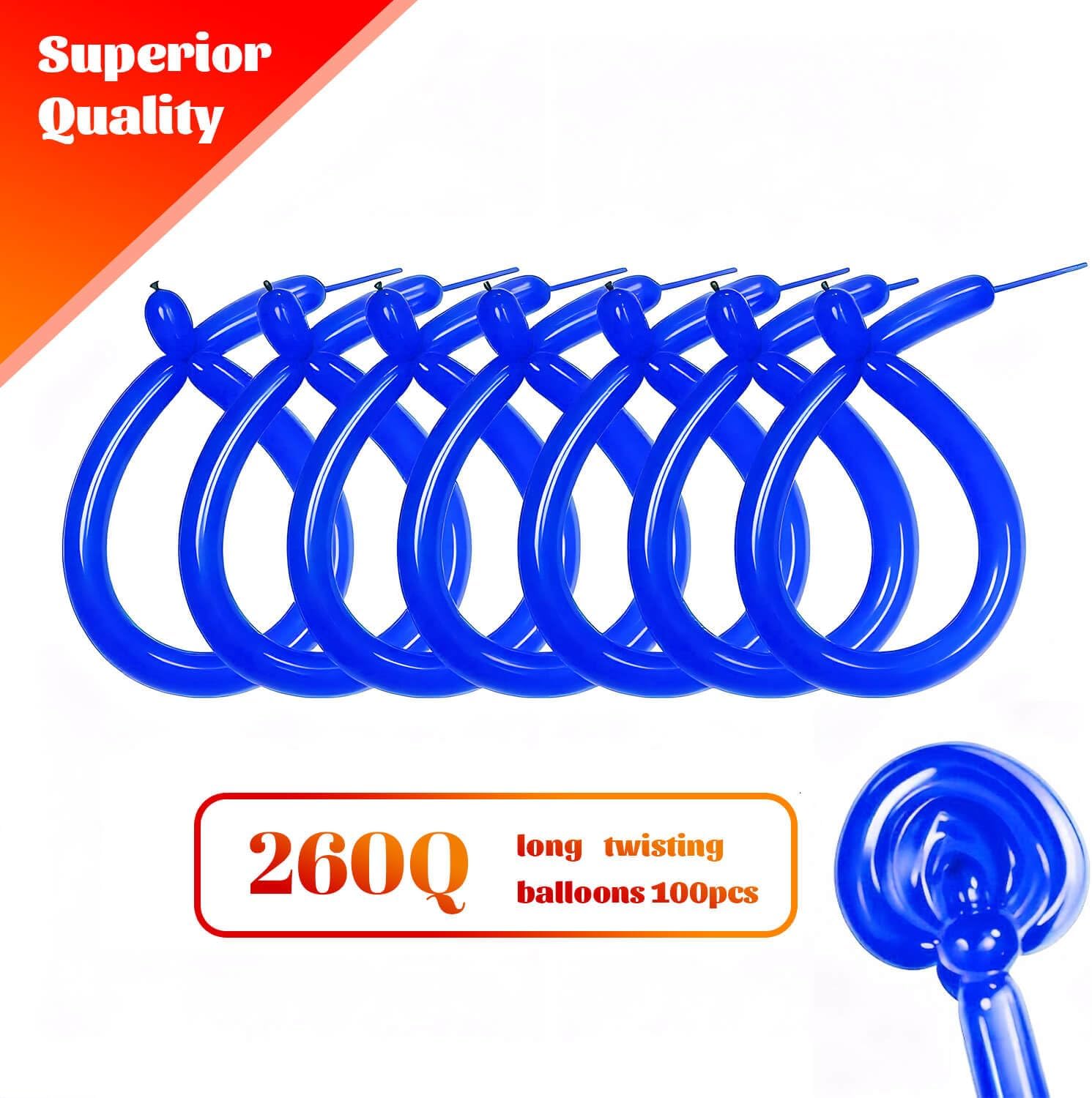 260 Blue Long Balloons for Balloon Garland Thickening Skinny Latex Twisting Animals Modeling Christmas Birthday Wedding Party Festival Decorations 100pcs