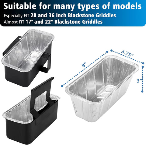 20 Pack Blackstone Grease Cup Liners, Grease Catcher Liner, Aluminum Foil Drip Pan for 28 and 36 inch Blackstone Griddle