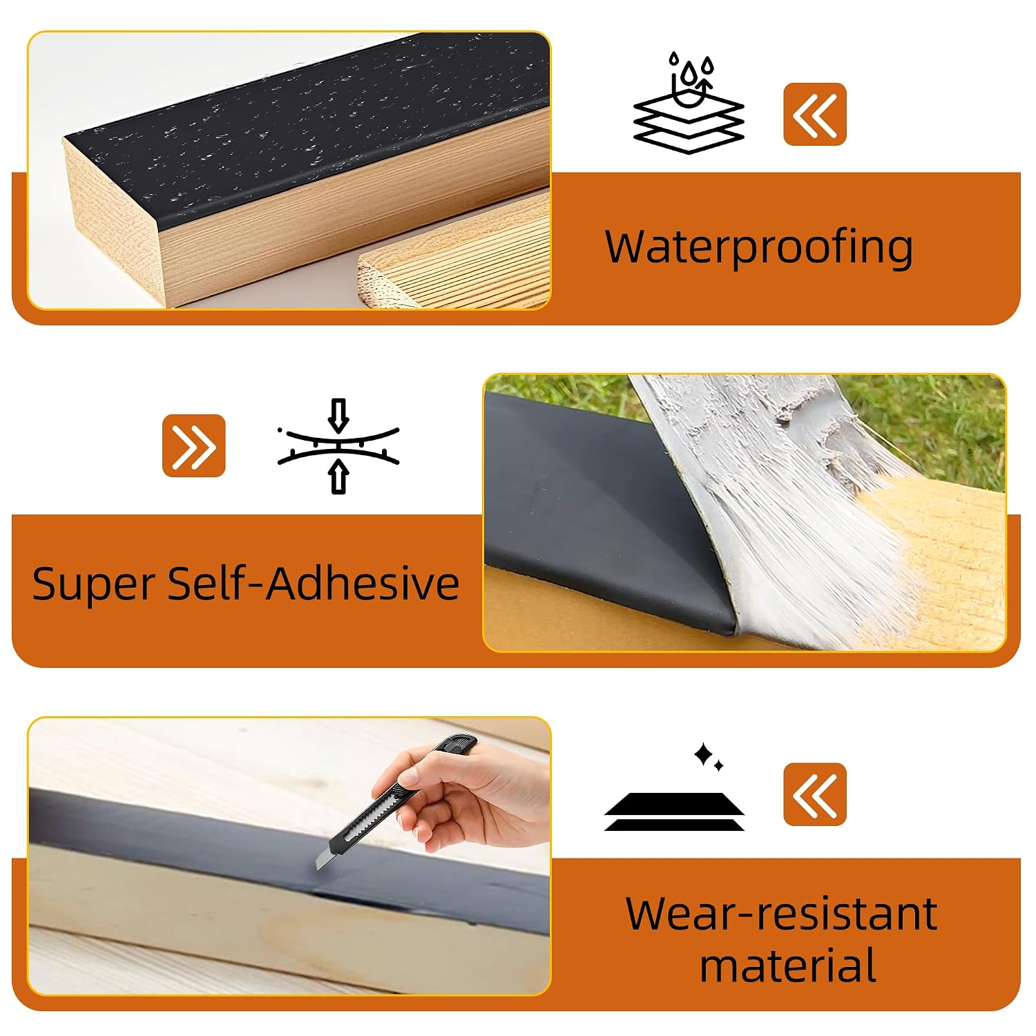 Butyl Joist Tape for Decking 2''×50', 10 Rolls Waterproof Deck Tape