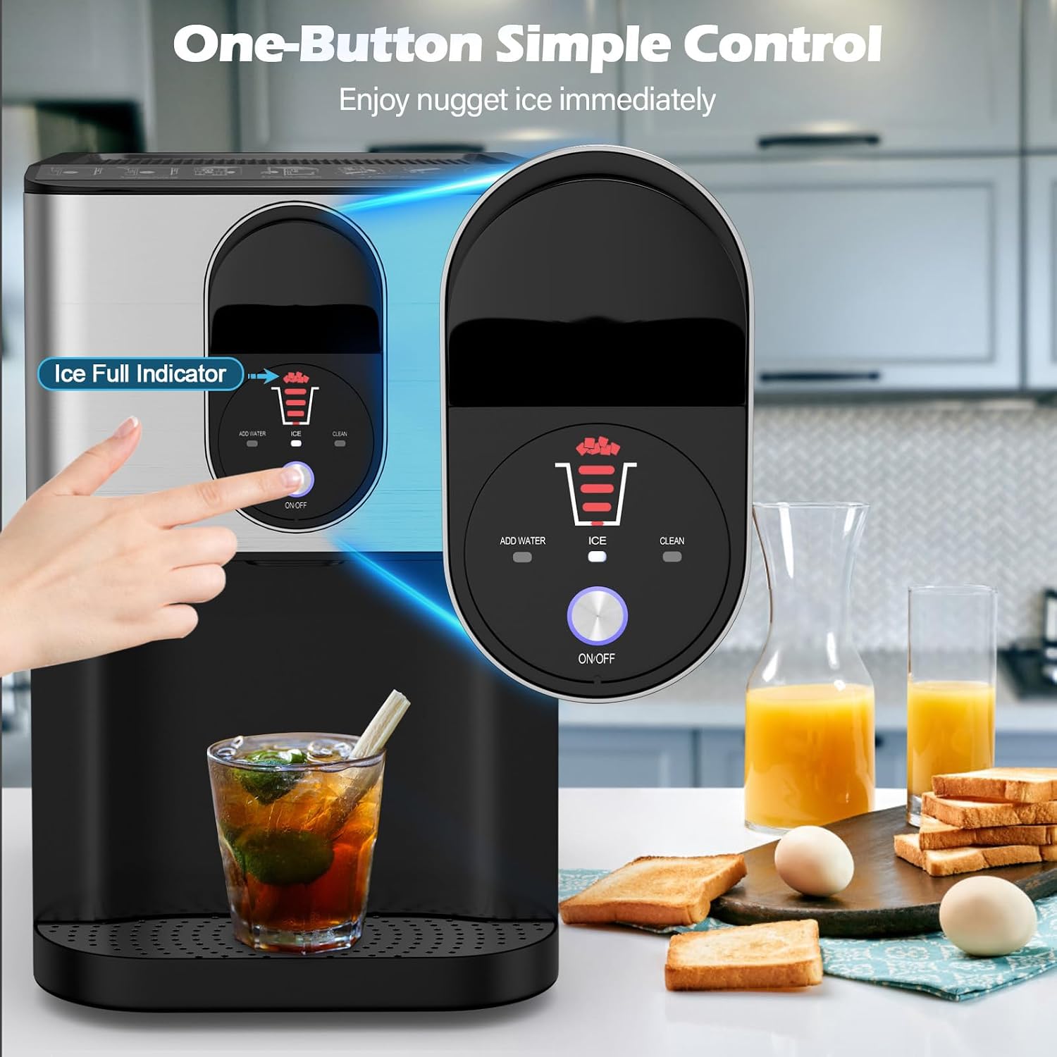 ARLIME Self Dispensing Nugget Ice Maker Countertop, 56 lbs/24H